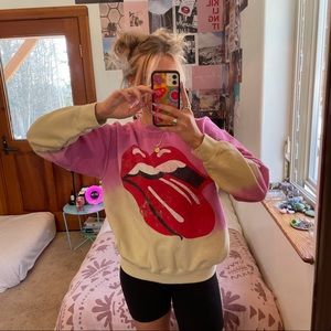 Urban Outfitters pink/yellow ombré Rolling Stones crewneck